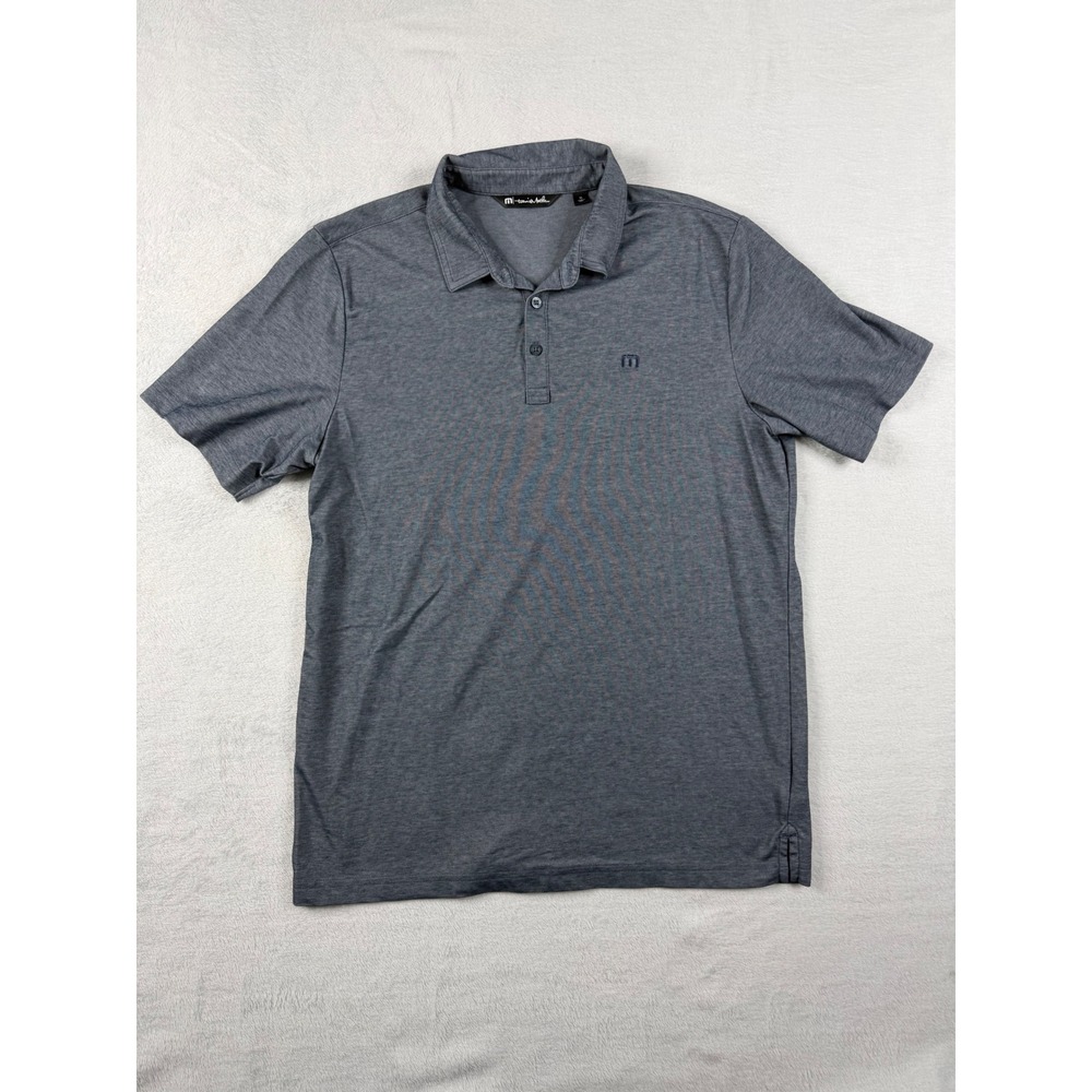 Travis Mathew Mens XL Blue Heathered Pima Cotton Blend Short Sleeve Golf Polo